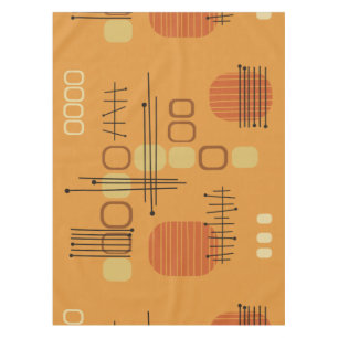 Atomic Abstract Barkcloth Ochre Tablecloth