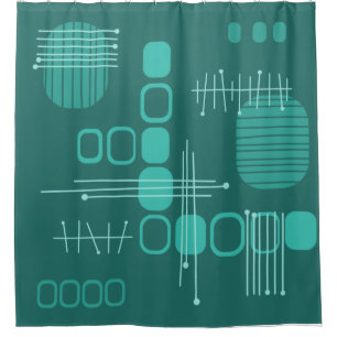 Atomic Abstract Barkcloth Teal