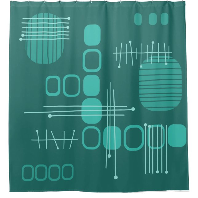 Atomic Abstract Barkcloth Teal (Front)