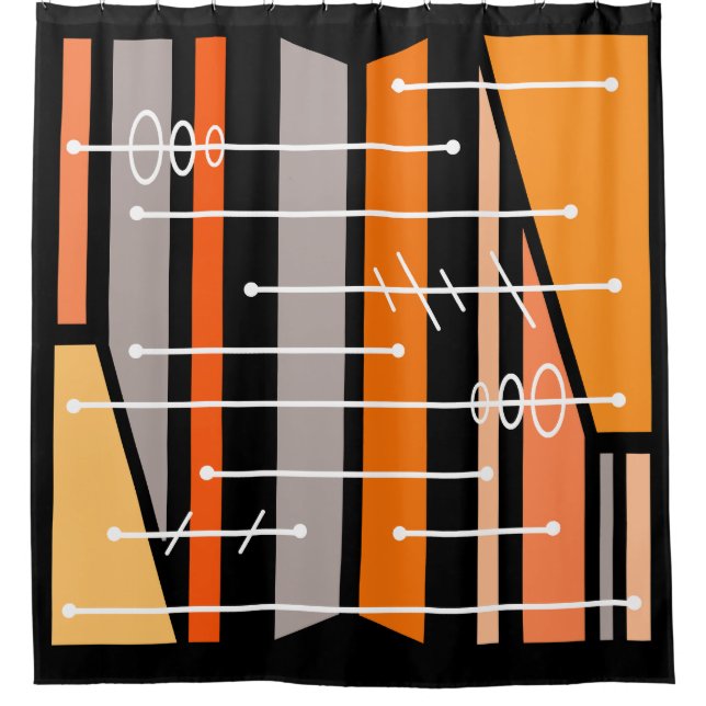 Atomic Abstract Geometric Art Black Orange (Front)