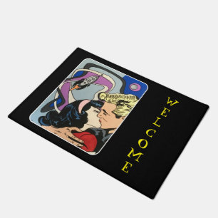Atomic Abstract the Kiss Goodbye painting on a Doormat