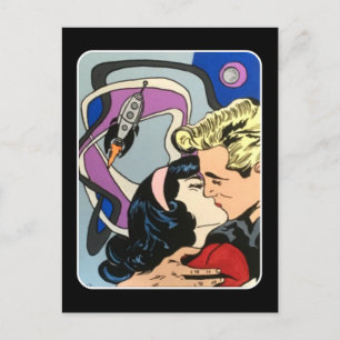 Atomic Abstract the Kiss Goodbye painting on a Postcard