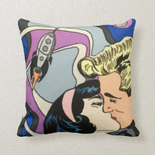 Atomic Abstract the Kiss Goodbye painting on a Throw Pillow