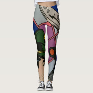 Atomic Abstract the Rocket Captain painting on a Leggings