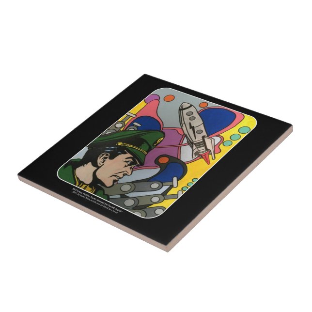 Atomic Abstract the Rocket Captain painting on a Tile (Side)