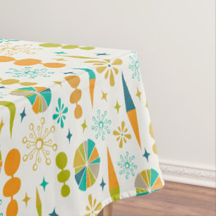 Atomic Age Abstract Shapes Starburst Mid Century Tablecloth