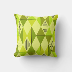 Atomic Age Art Diamonds Chartreuse Throw Pillow