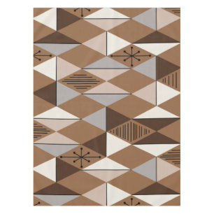 Atomic Age Art Diamonds Coffee Brown Tablecloth