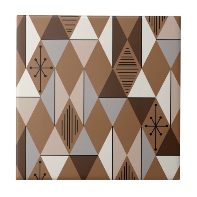 Atomic Age Art Diamonds Coffee Brown Tile (Front)