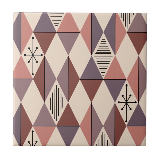 Atomic Age Art Diamonds Mauve Salmon Pink Tile (Front)