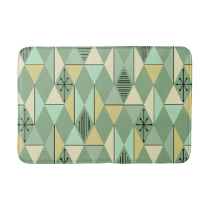 Atomic Age Art Diamonds Mint Green Yellow Bath Mat