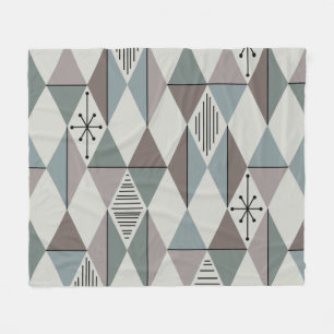 Atomic Age Art Diamonds Sage Grey Fleece Blanket
