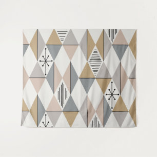 Atomic Age Art Diamonds Silver Gold Tapestry