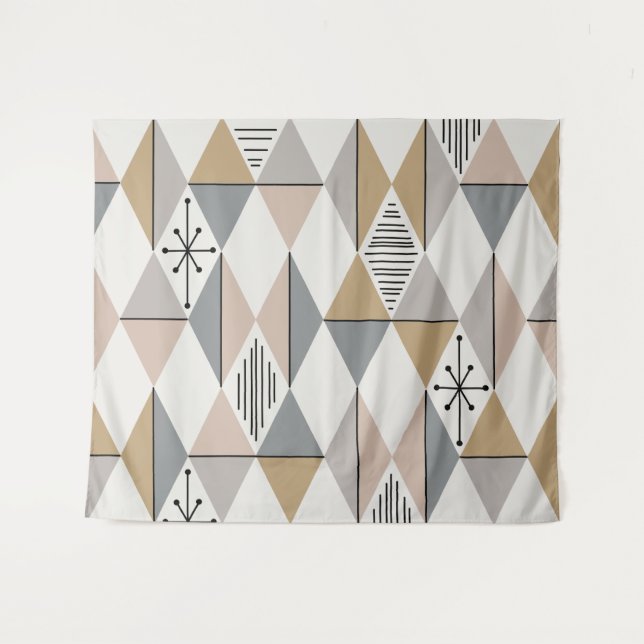 Atomic Age Art Diamonds Silver Gold Tapestry (Front (Horizontal))