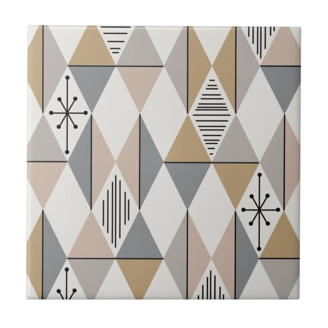 Atomic Age Art Diamonds Silver Gold Tile (Front)