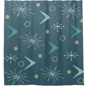 Atomic Age Boomerangs Starbursts Teal Gold