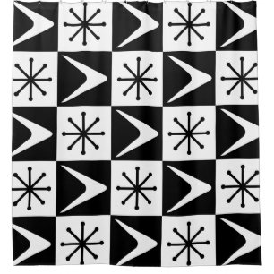 Atomic Age Chequered Boomerangs Black White
