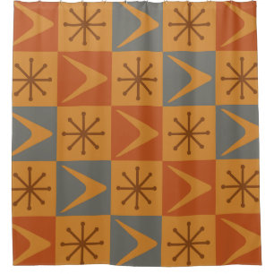 Atomic Age Chequered Boomerangs Burnt Orange