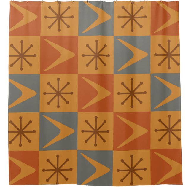 Atomic Age Chequered Boomerangs Burnt Orange (Front)