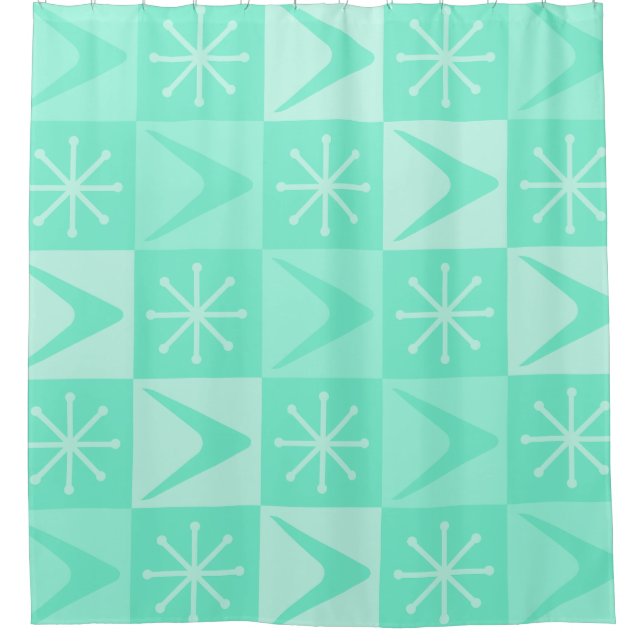 Atomic Age Chequered Boomerangs Mint Green (Front)