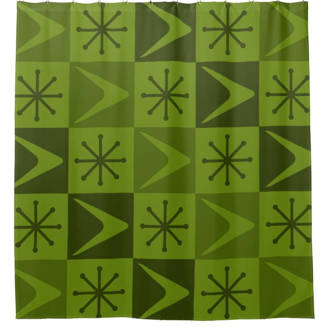 Atomic Age Chequered Boomerangs Olive (Front)