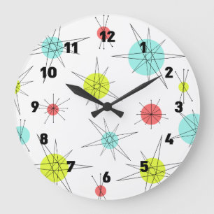 Atomic Age Colorful Planets Large Clock