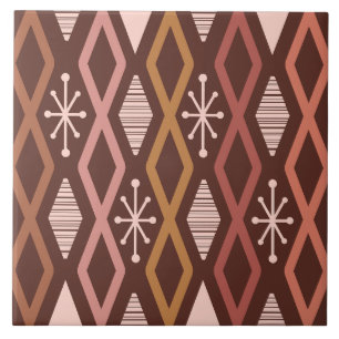 Atomic Age Diamond Columns Burnt Orange Tile