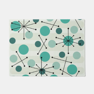 Atomic Age Dots And Starbursts Aquamarine Doormat