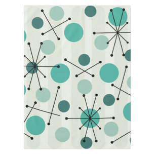 Atomic Age Dots And Starbursts Aquamarine Tablecloth