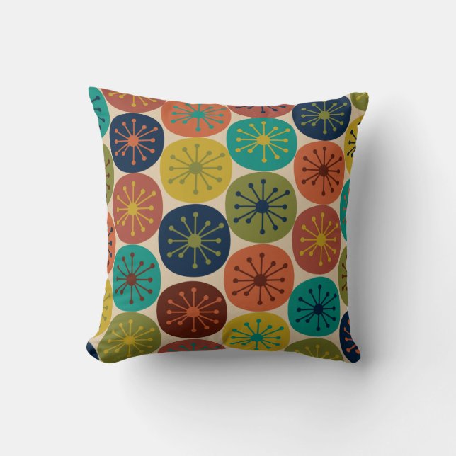 Atomic Age Dots Mid-century Retro Pattern Throw Pillow (Front)