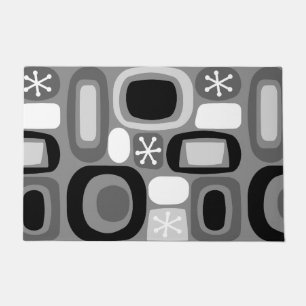 Atomic Age Fieldstones Black White Doormat