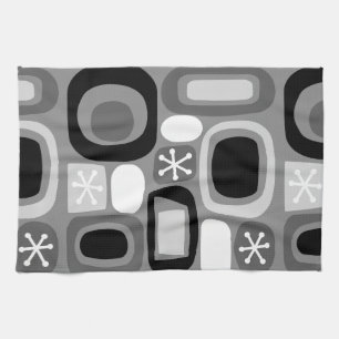 Atomic Age Fieldstones Black White Kitchen Towel