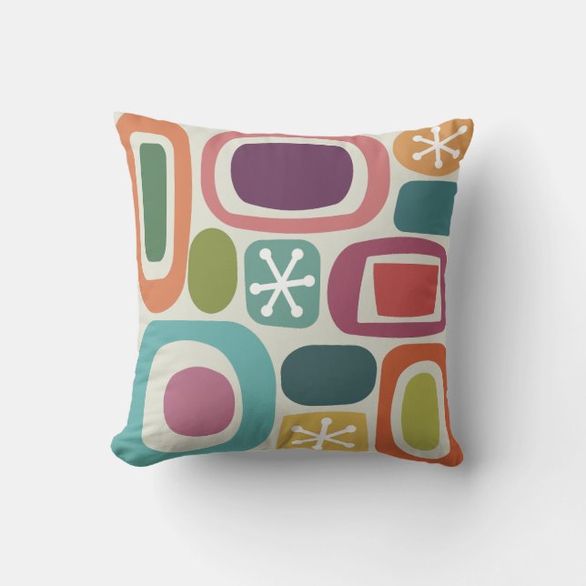 Atomic Age Fieldstones Colourful Throw Pillow (Front)