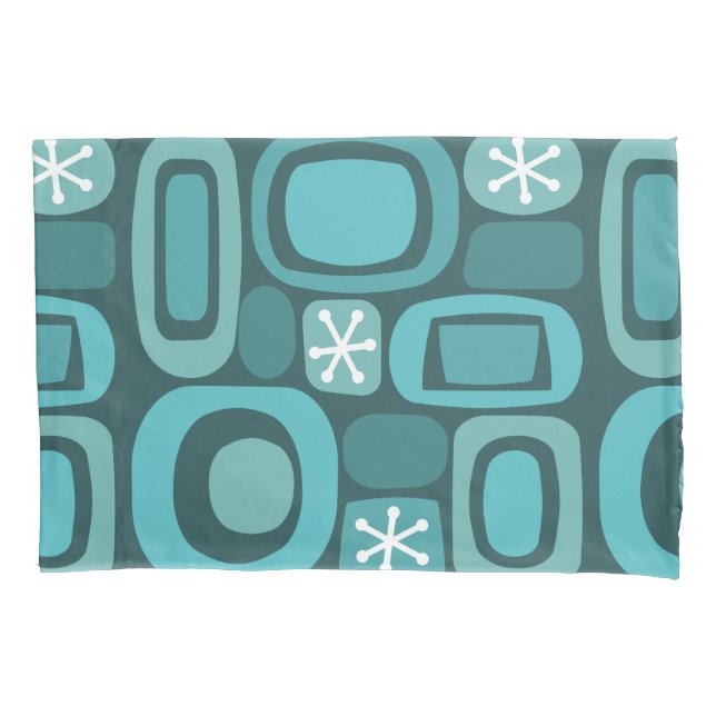 Atomic Age Fieldstones Teal Pillowcase (Front)
