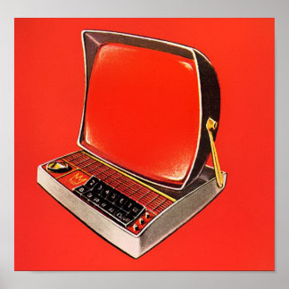 Atomic Age Futuristic Computer Typewriter Poster