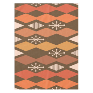 Atomic Age Geometric Brown Orange Tablecloth