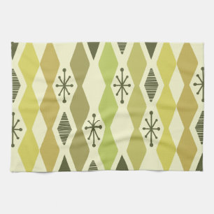 Atomic Age Geometric Chartreuse Kitchen Towel