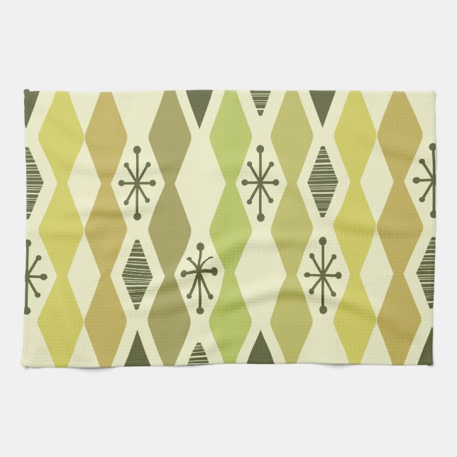 Atomic Age Geometric Chartreuse Kitchen Towel (Horizontal)