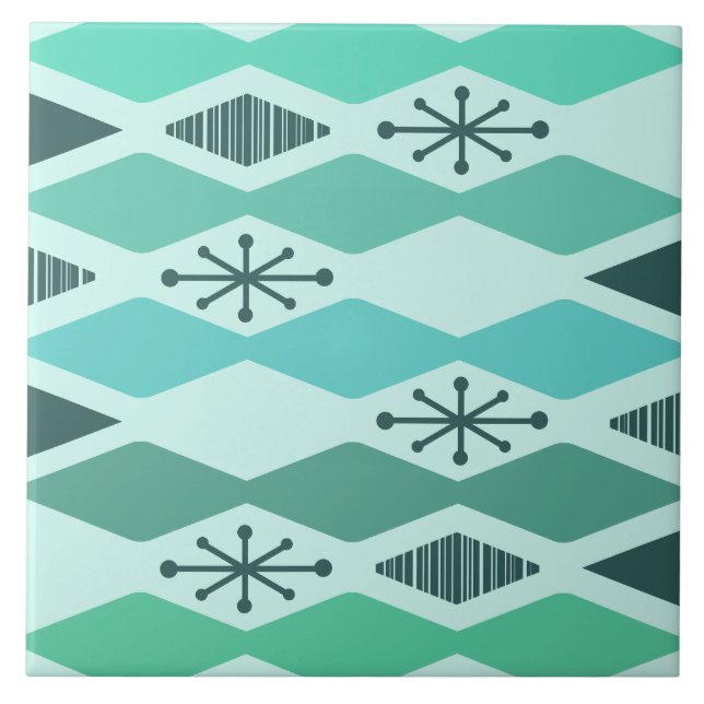 Atomic Age Geometric Turquoise Tile (Front)