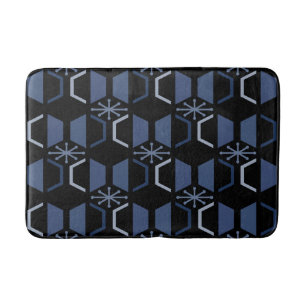 Atomic Age Hexagons Black Blue Bath Mat