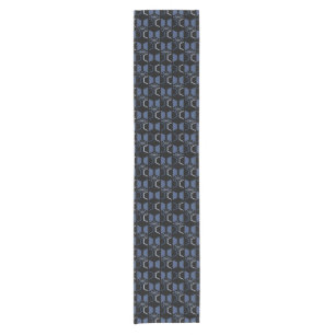 Atomic Age Hexagons Black Blue Short Table Runner