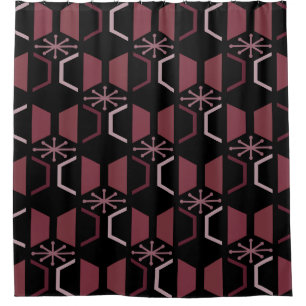 Atomic Age Hexagons Black Burgundy