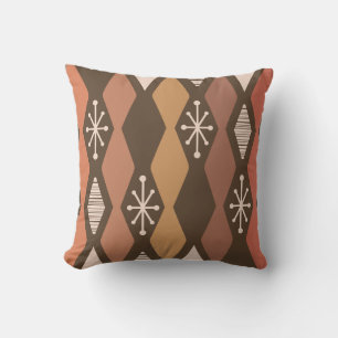 Atomic Age MCM Columns Burnt Orange Throw Pillow