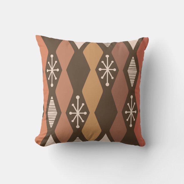 Atomic Age MCM Columns Burnt Orange Throw Pillow (Front)
