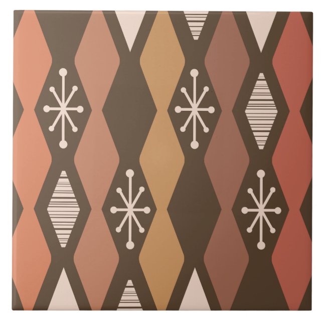 Atomic Age MCM Columns Burnt Orange Tile (Front)