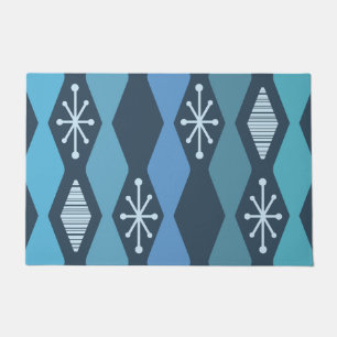 Atomic Age MCM Columns Teal Blue Doormat