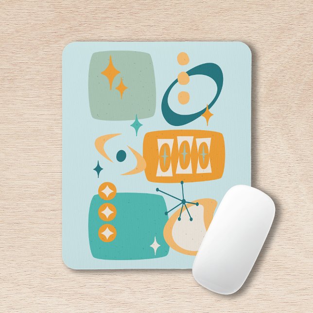 Atomic Age, Mid Century Abstract 19 Aqua, Orange Mouse Pad (Creator Uploaded)