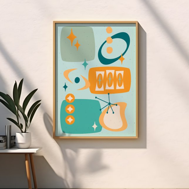 Atomic Age Mid Century Abstract Aqua Orange Poster (Creator Uploaded)