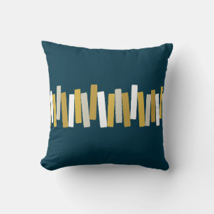 Atomic Age Mid Century Funky Rectangles Navy Throw Pillow