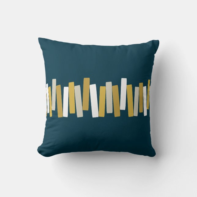 Atomic Age Mid Century Funky Rectangles Navy Throw Pillow (Front)